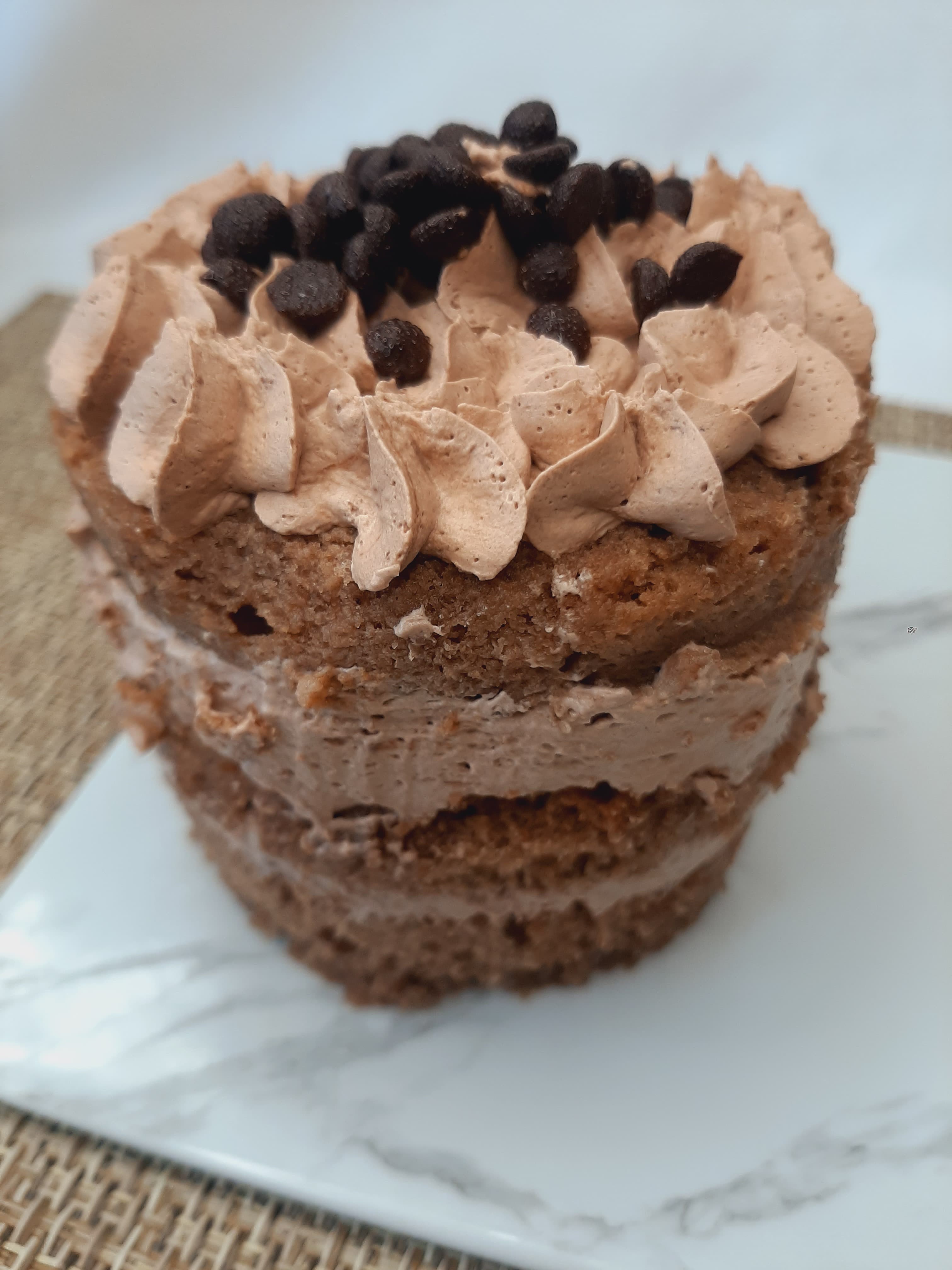 Mini torta bizcocho mousse chocolate chips